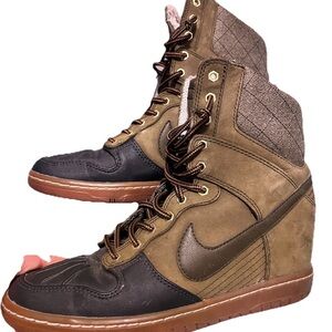 Nike Brown and Black High-Top Sneakers with Suede Finish